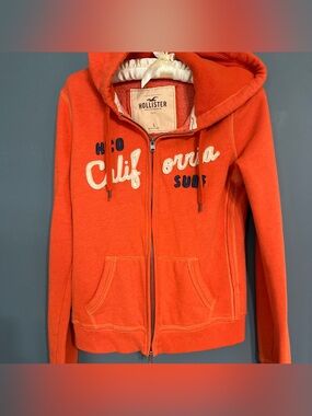 Hollister Orange Plush-Lined Zip Hoodie